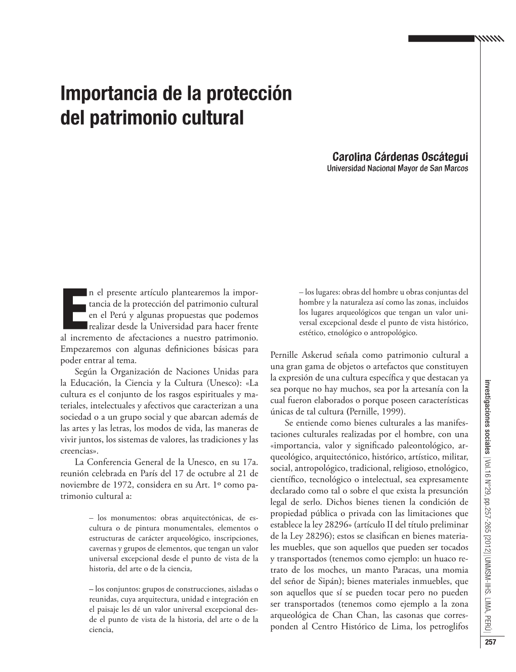 Importancia De La Protección Del Patrimonio Cultural