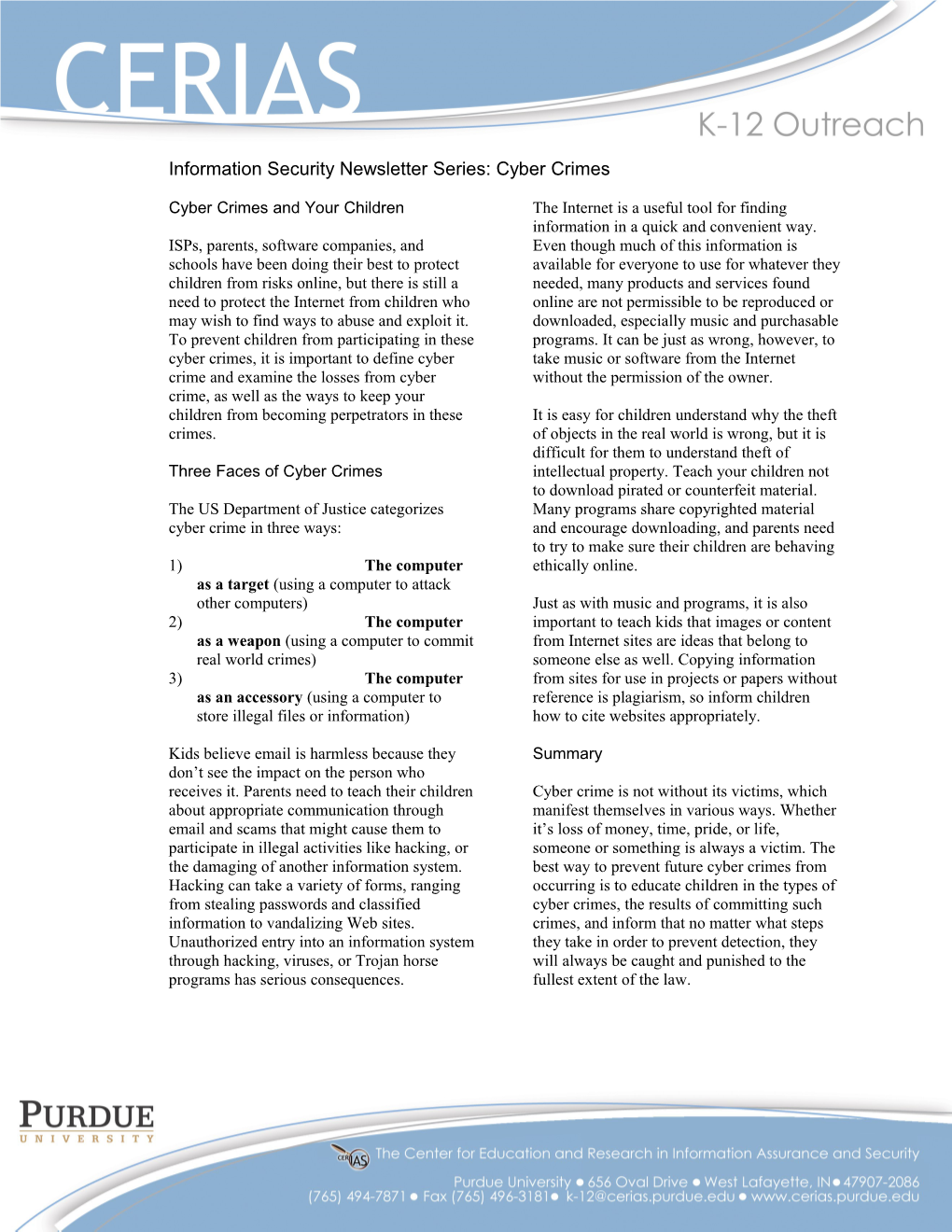 Information Security Newsletter Series: Introduction to Information Security