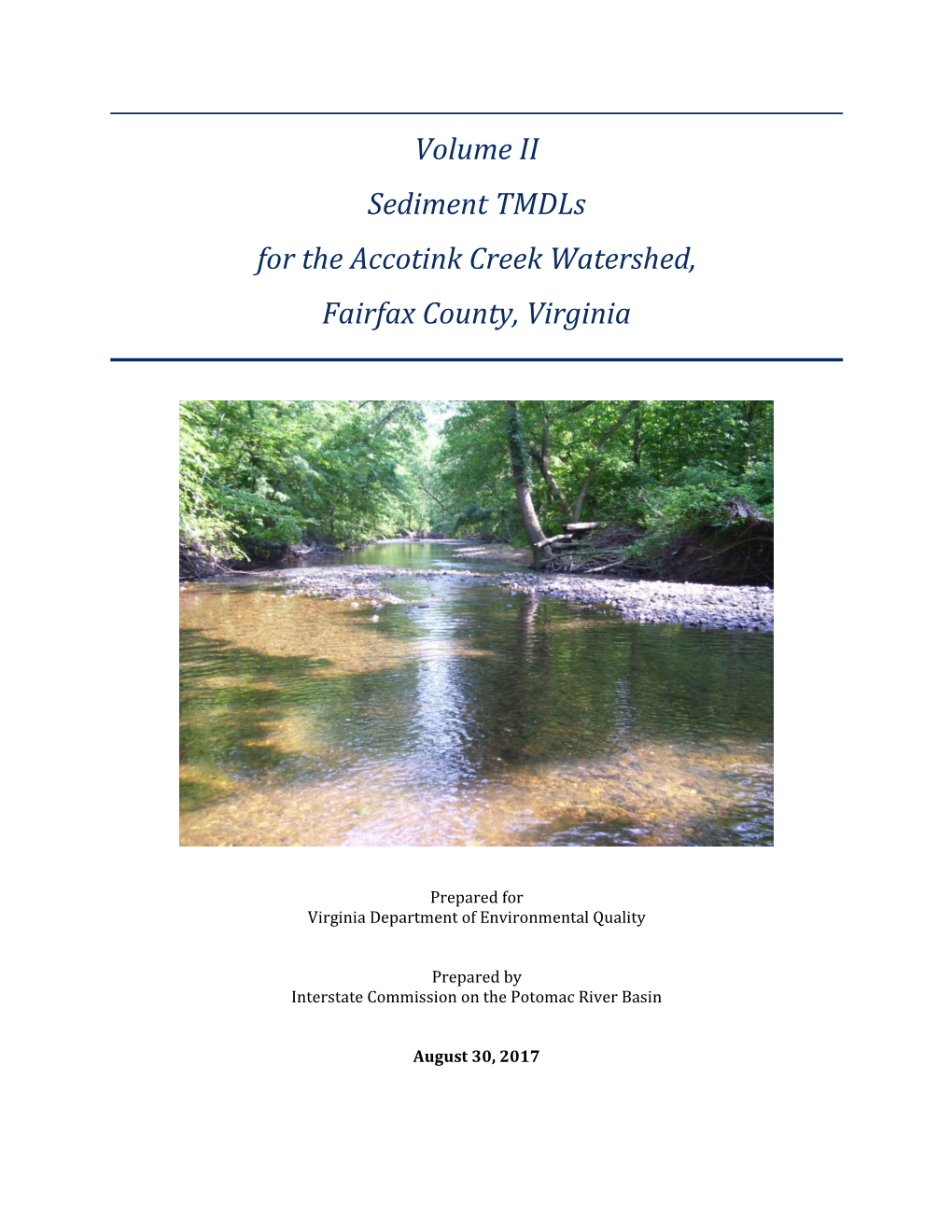 Virginia Department of Environmental Quality – Accotink Creek Stressor