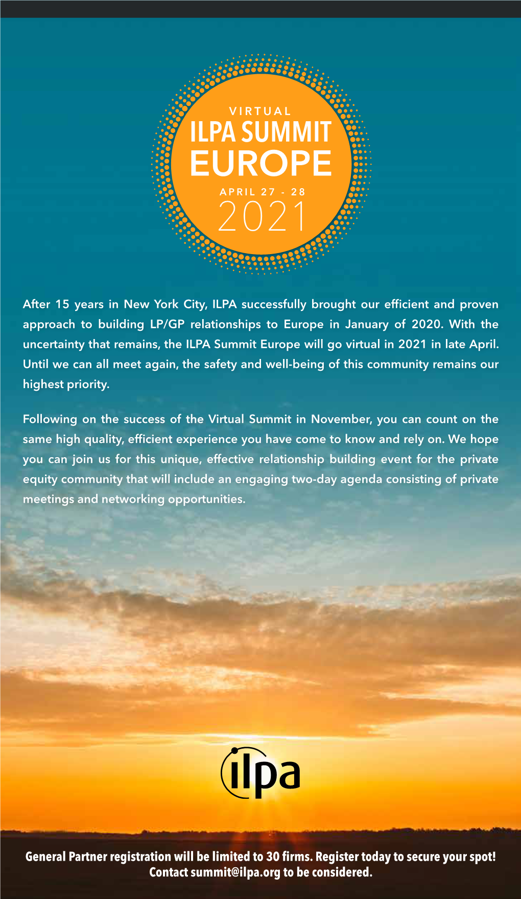 View 2021 ILPA Summit Europe Partner Brochure