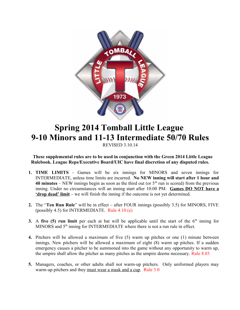 Spring 2014 Tomball Little League