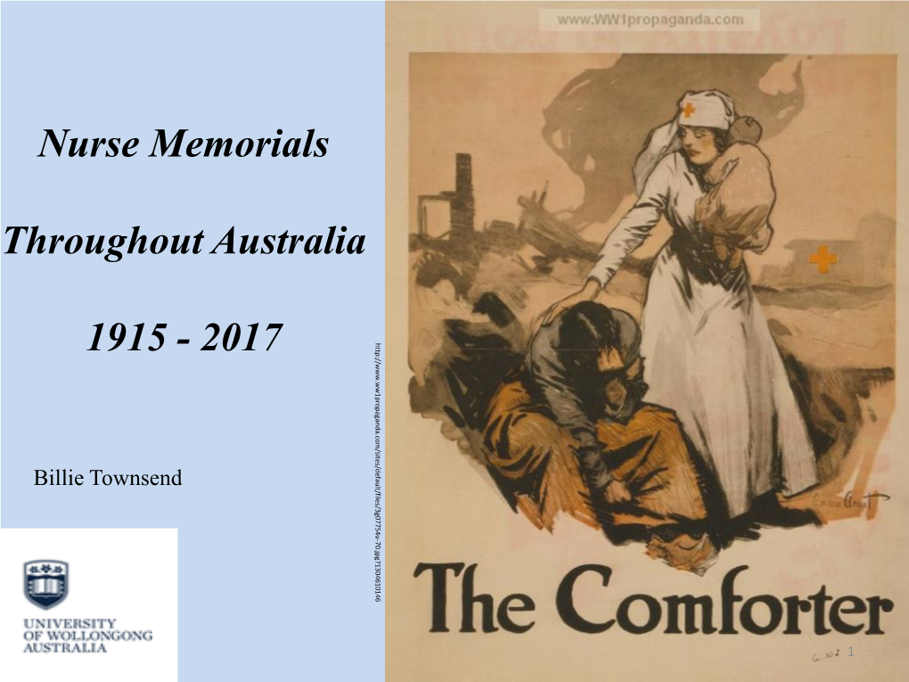 Nurse Memorials Throughout Australia 1915