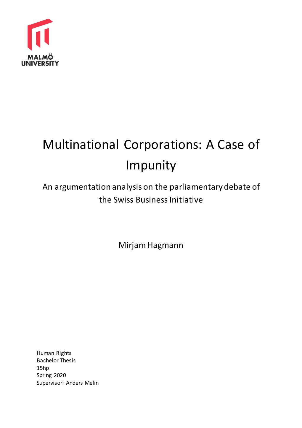 Multinational Corporations: a Case of Impunity