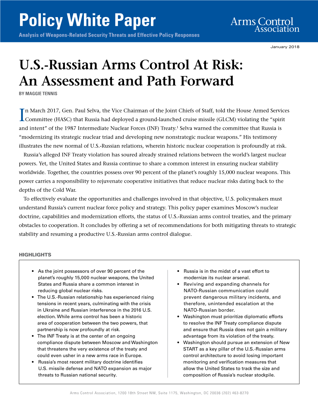 Policy White Paper Analysis of Weapons-Related Security Threats and Effective Policy Responses