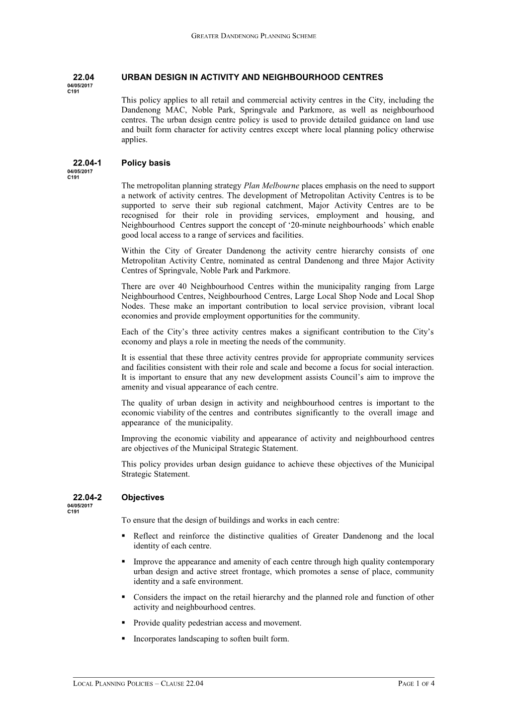 Greater Dandenong Planning Scheme s1