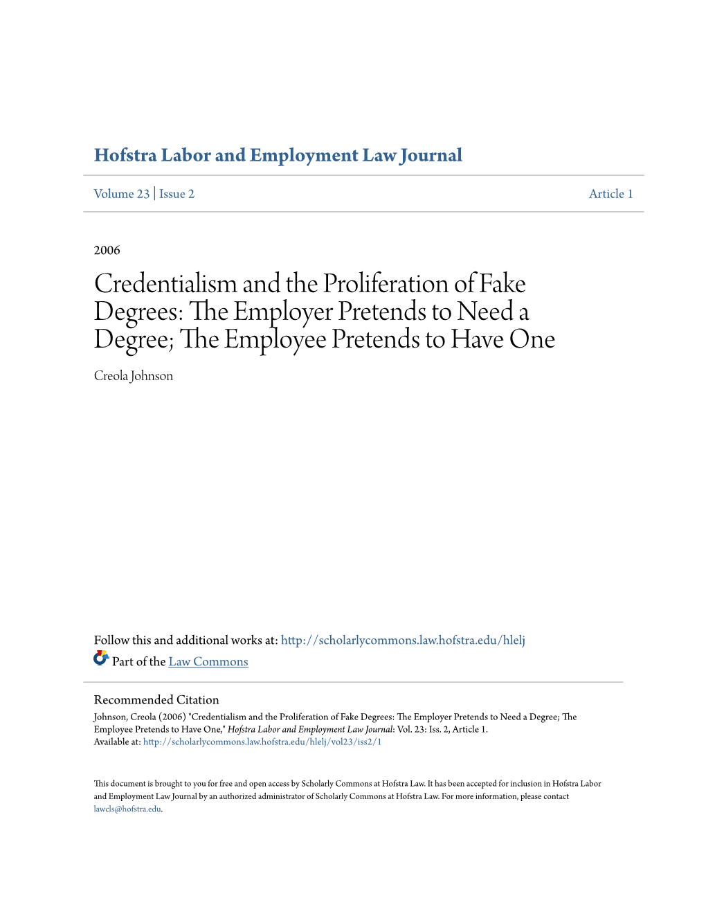 Credentialism and the Proliferation of Fake Degrees: the Employer