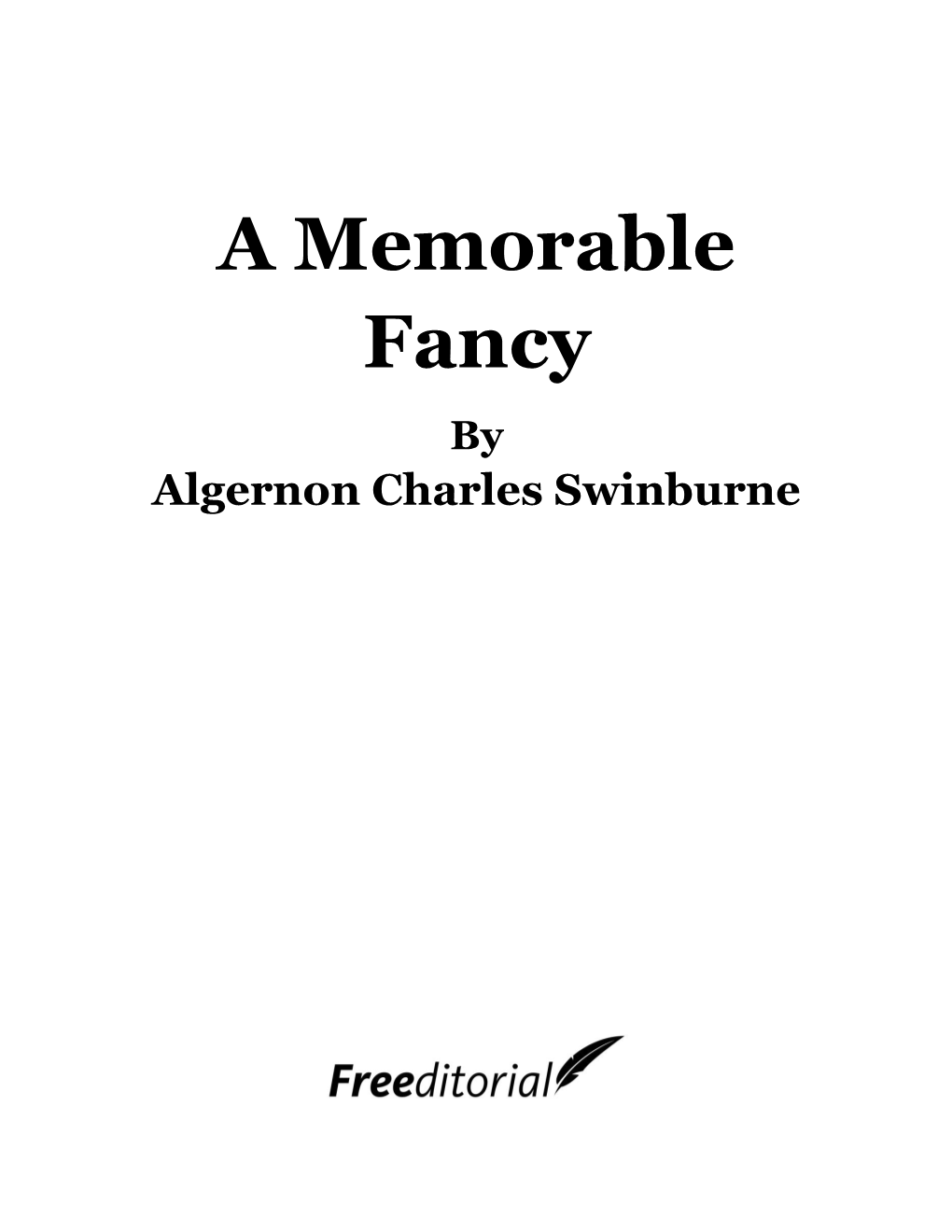 A Memorable Fancy by Algernon Charles Swinburne