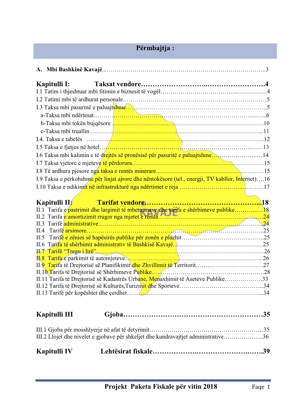 Projekt Paketa Fiskale Për Vitin 2018 Përmbajtja