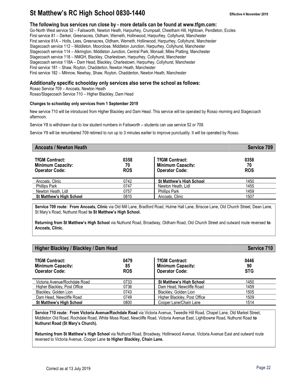 School Bus Timetable