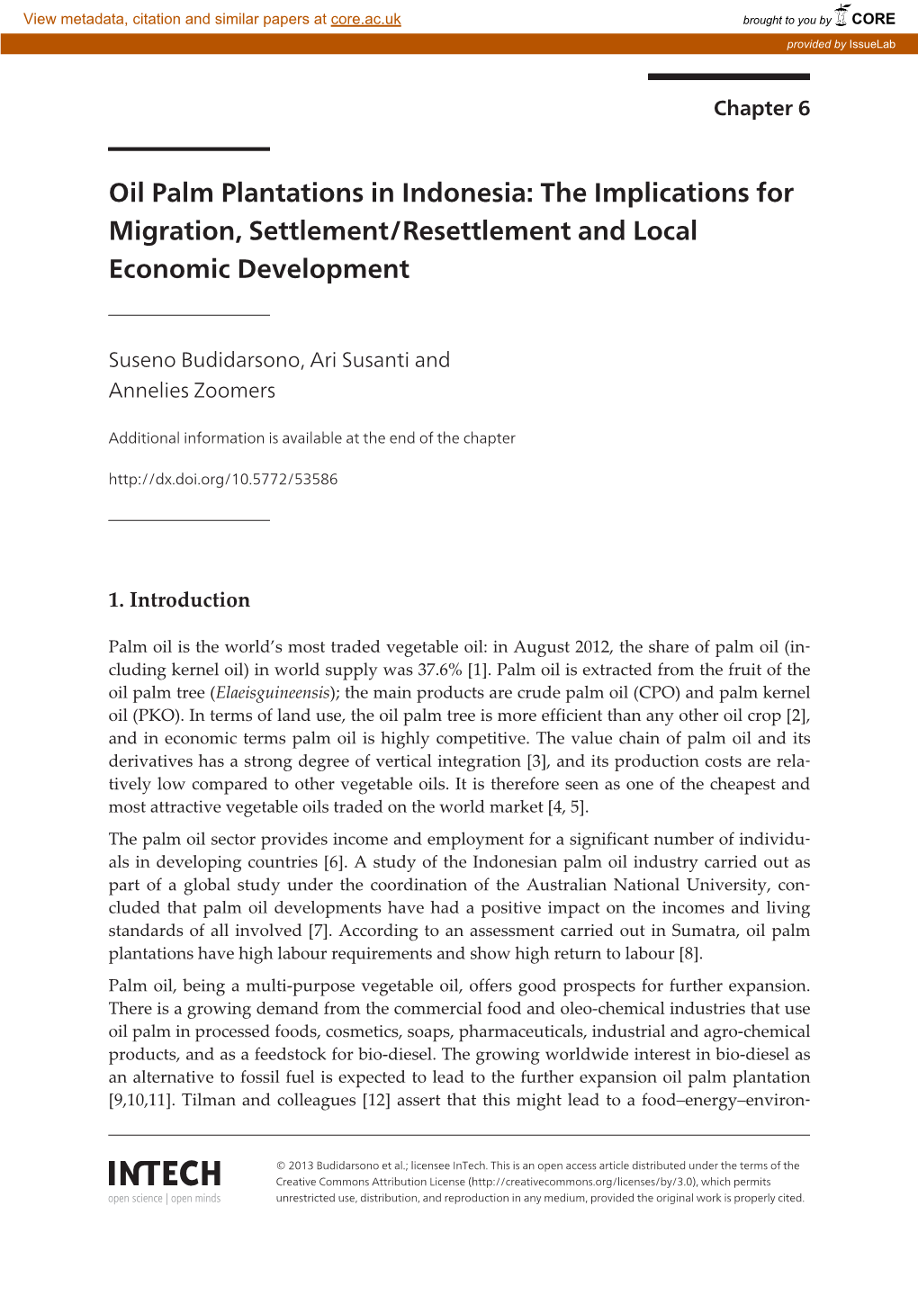 Oil Palm Plantations in Indonesia: the Implications for Migration, Settlement/Resettlement and Local Economic Development