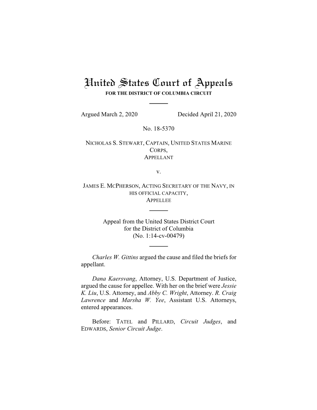 United States Court of Appeals for the DISTRICT of COLUMBIA CIRCUIT