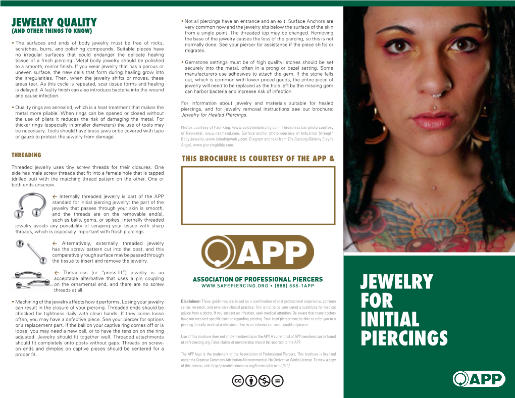 Jewelry for Initial Piercings