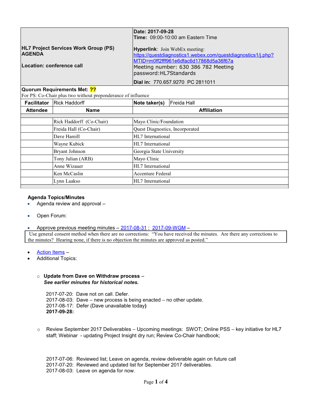 Project Or Work Group Meeting Minutes s8