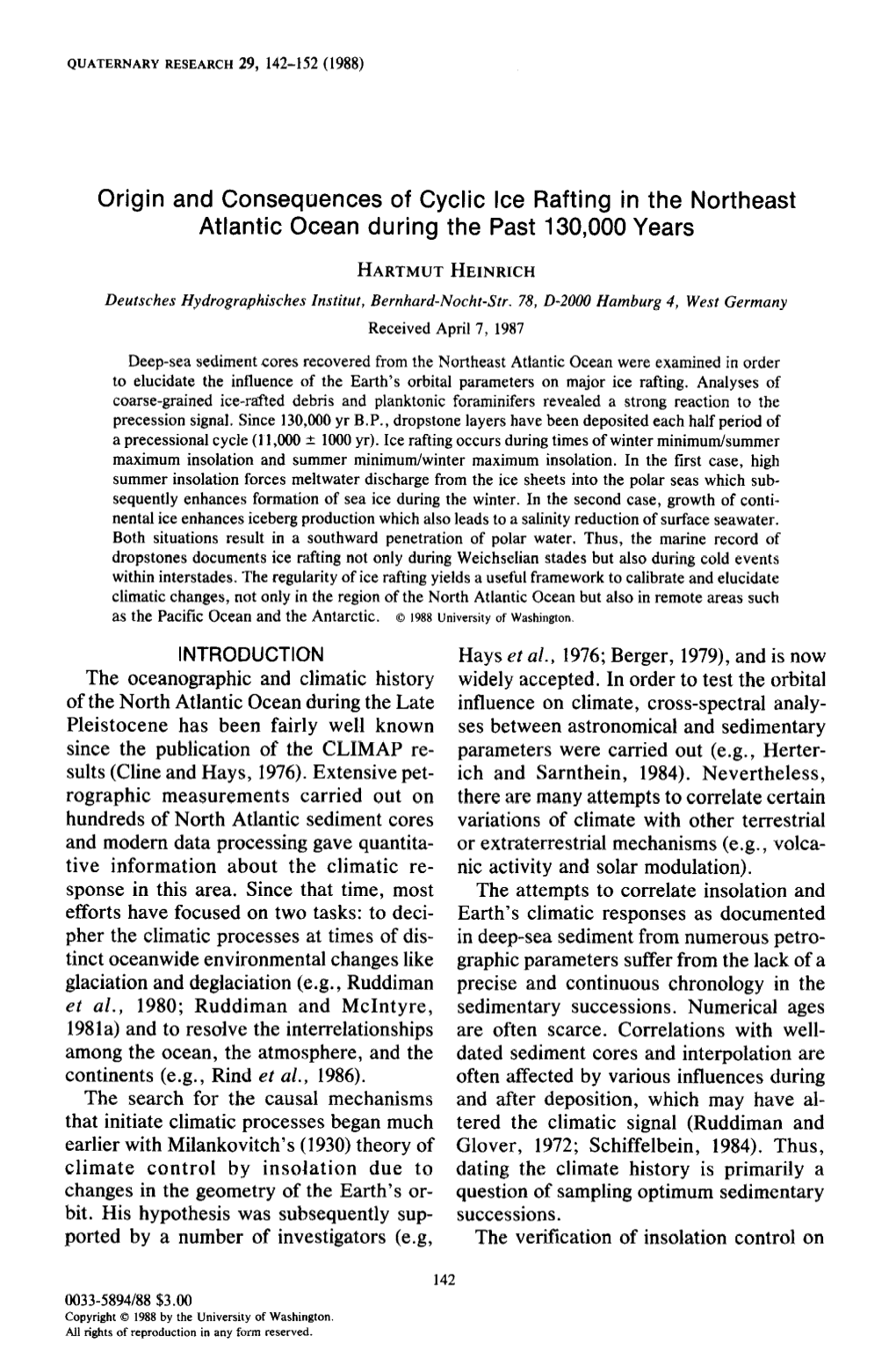 Origin and Consequences of Cyclic Ice Rafting in the Northeast Atlantic Ocean During the Past 130,000 Years