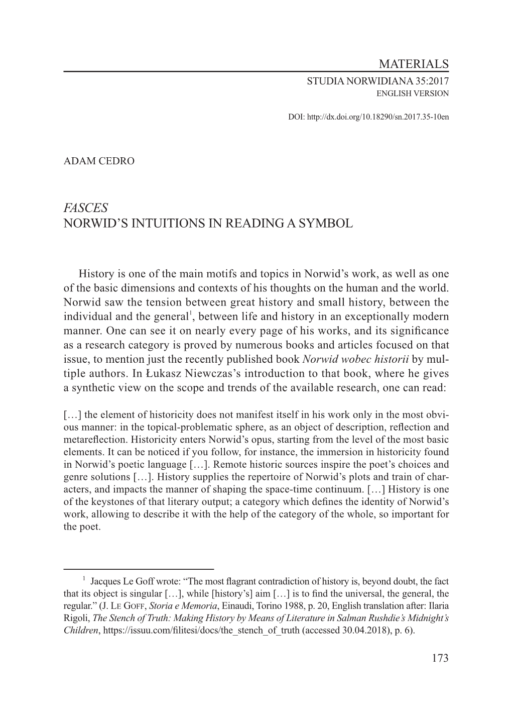 FASCES Norwid's Intuitions in Reading a Symbol Materials