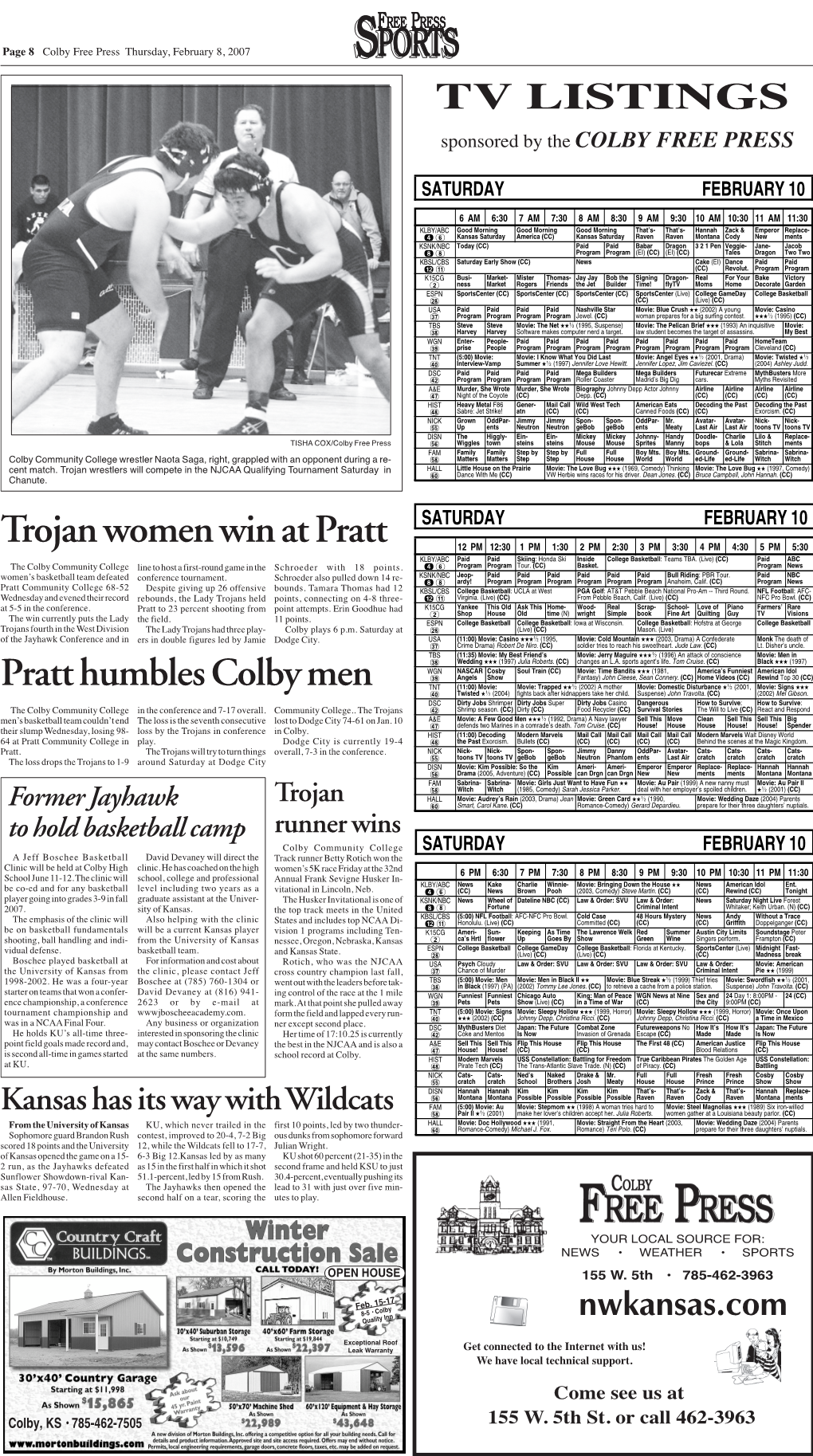 SPORTS SPORTS Trojan Women Win at Pratt Pratt Humbles Colby