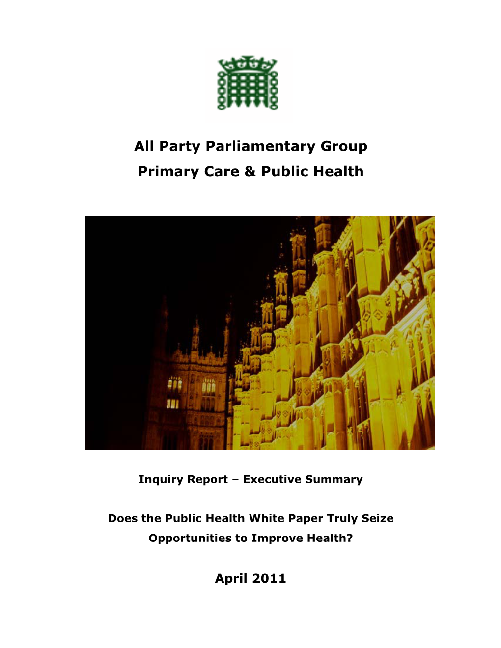 Party Parliamentary Group Primary Care & Public Health
