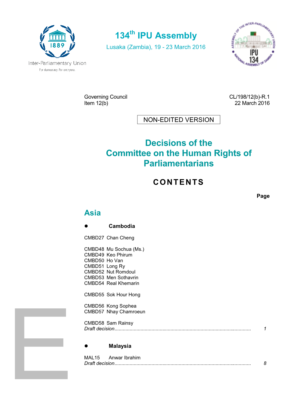 134 IPU Assembly Decisions of the Committee on the Human Rights Of