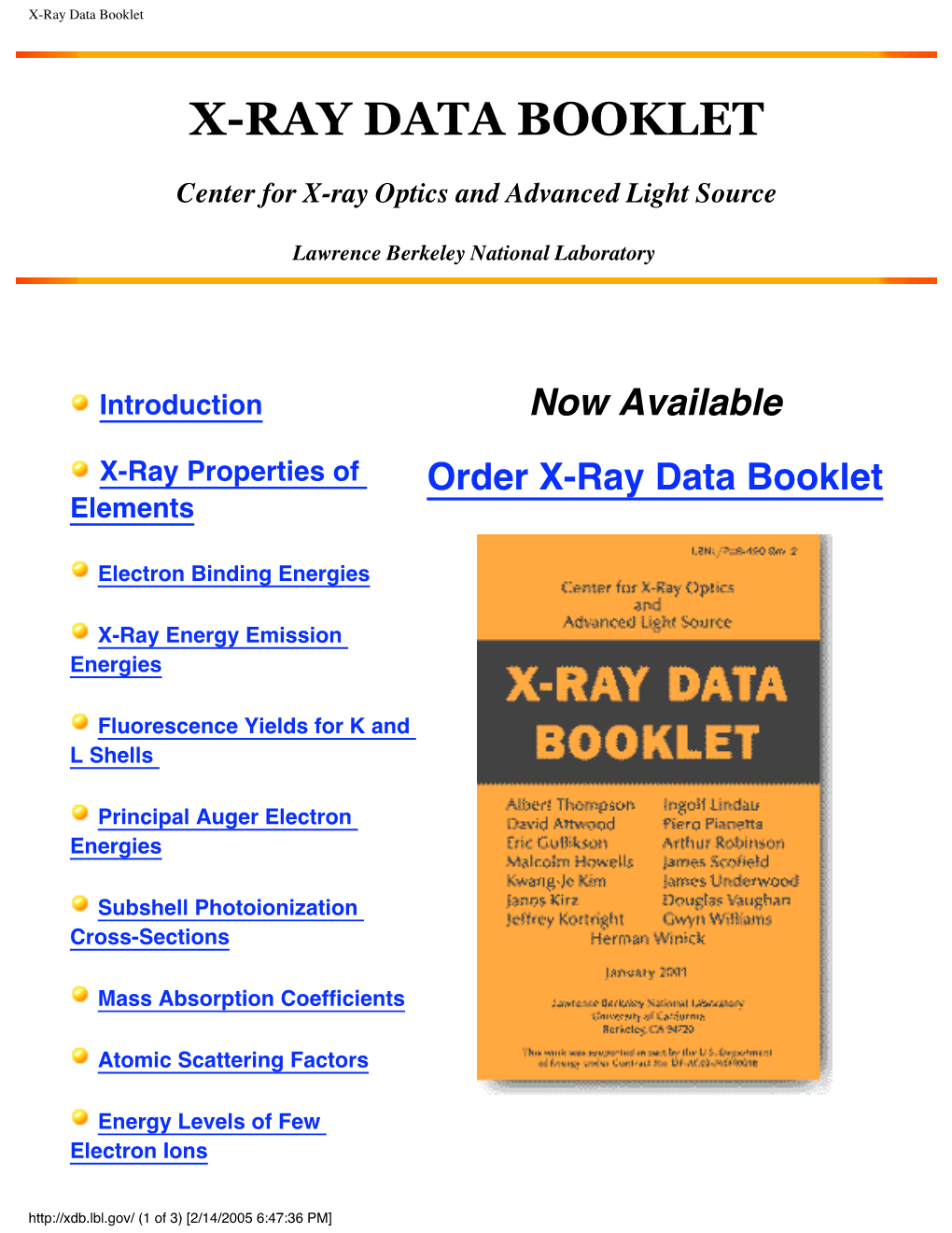 X-Ray Data Booklet