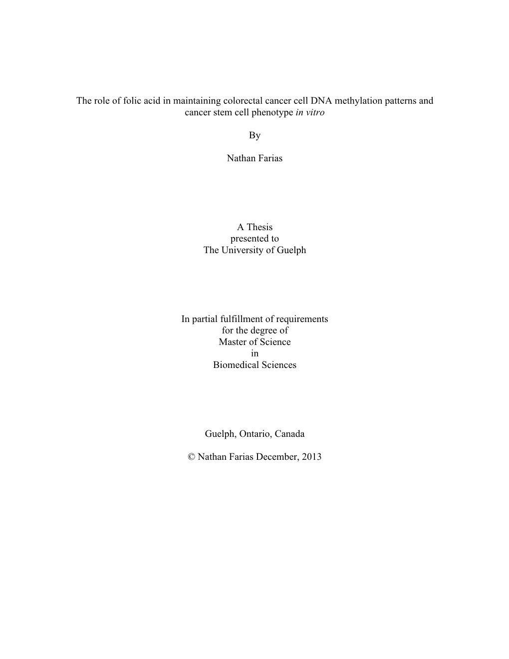 The Role of Folic Acid in Maintaining Colorectal Cancer Cell DNA Methylation Patterns and Cancer Stem Cell Phenotype in Vitro