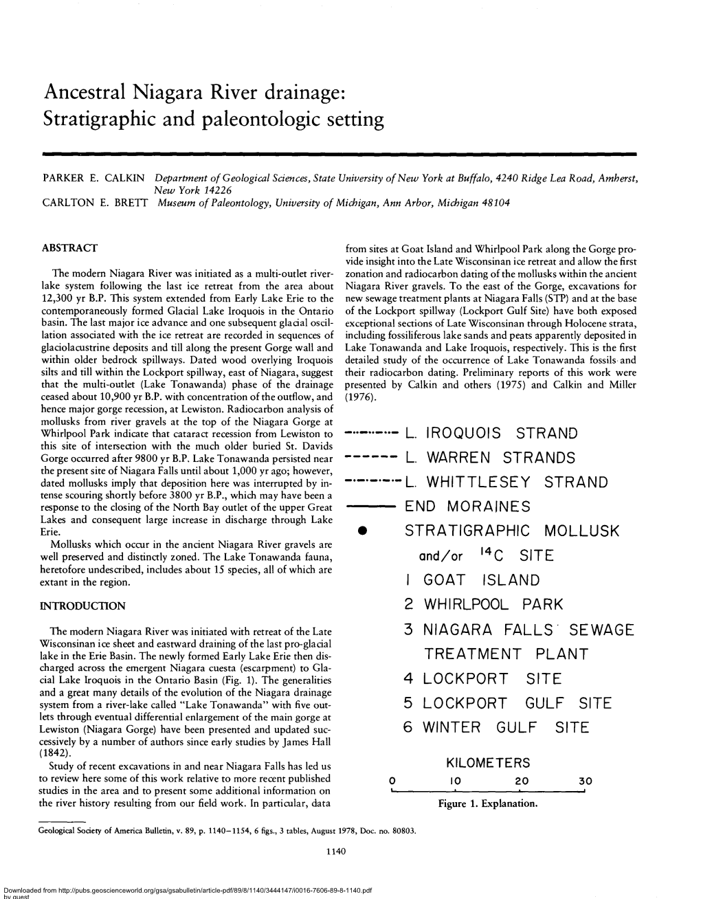 Ancestral Niagara River Drainage: Stratigraphie and Paleontologie Setting