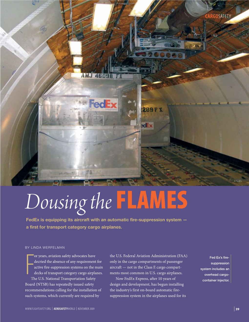Dousing the FLAMES Fedex Is Equipping Its Aircraft with an Automatic Fire-Suppression System — a First for Transport Category Cargo Airplanes