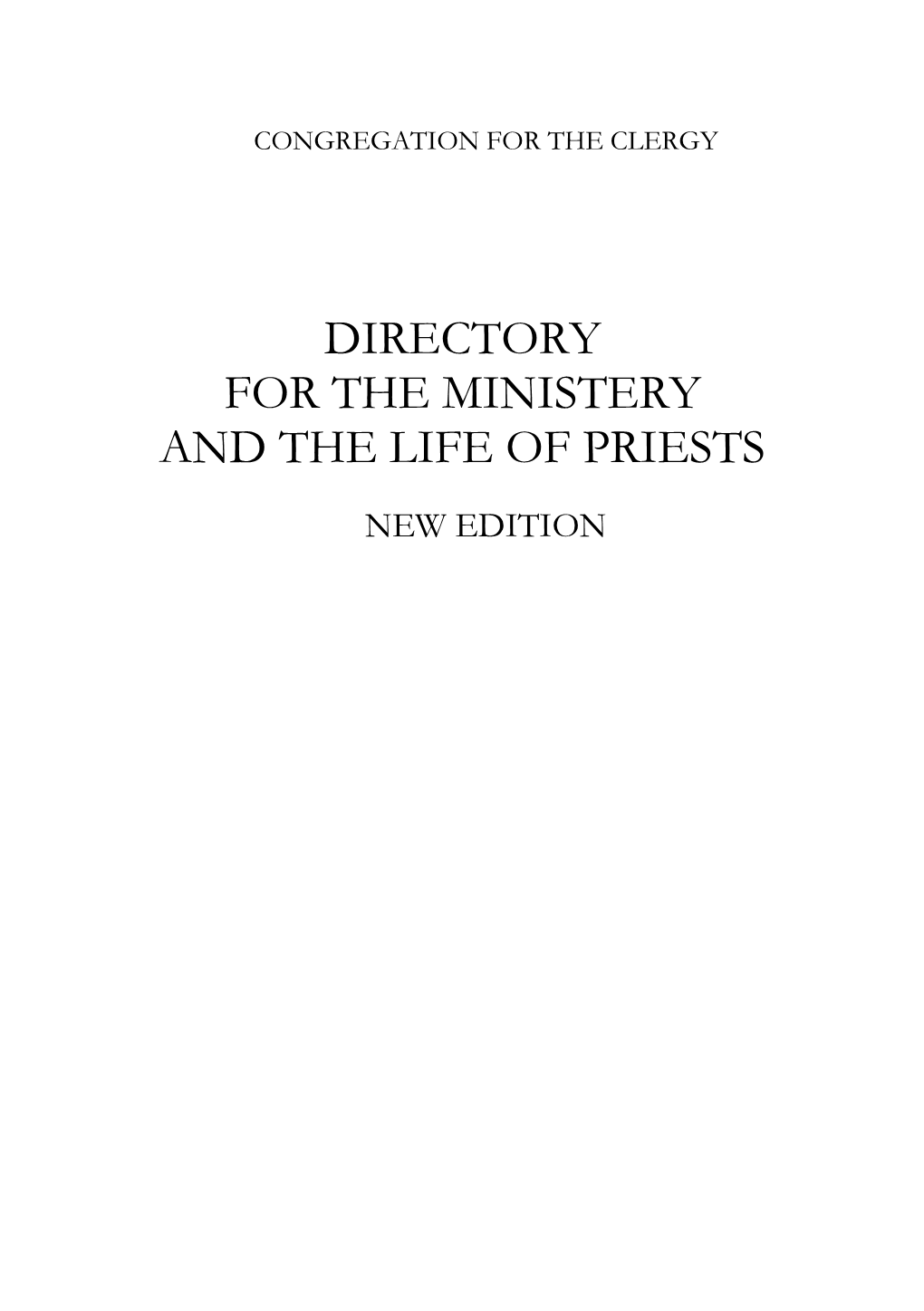Directory for the Ministry and Life of Priests