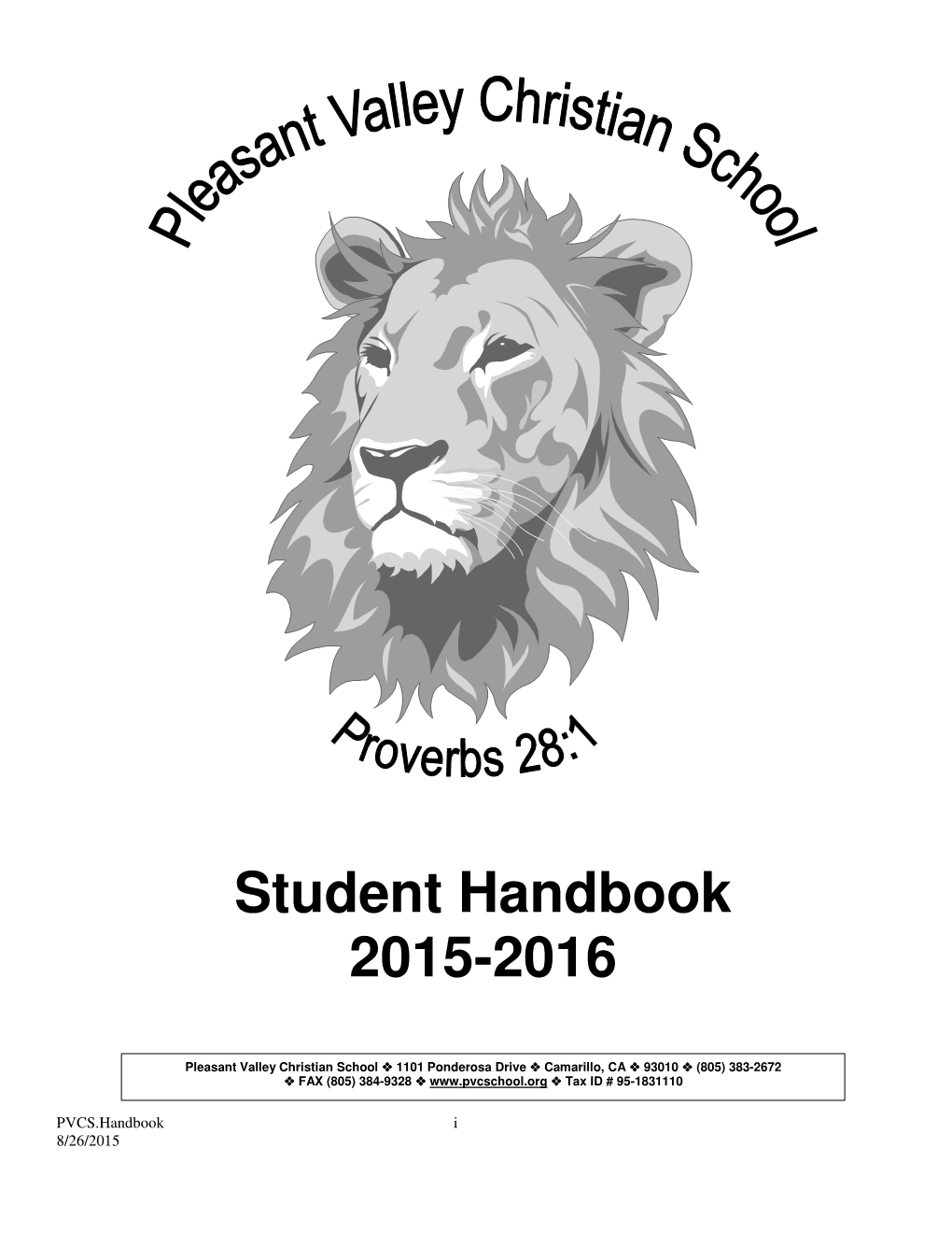 Student Handbook 2015-2016