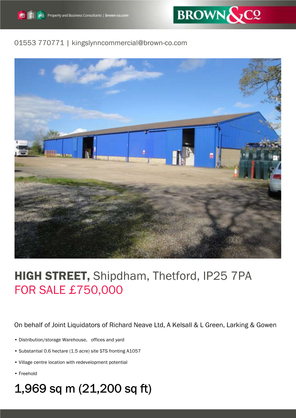 HIGH STREET, Shipdham, Thetford, IP25 7PA for SALE £750,000
