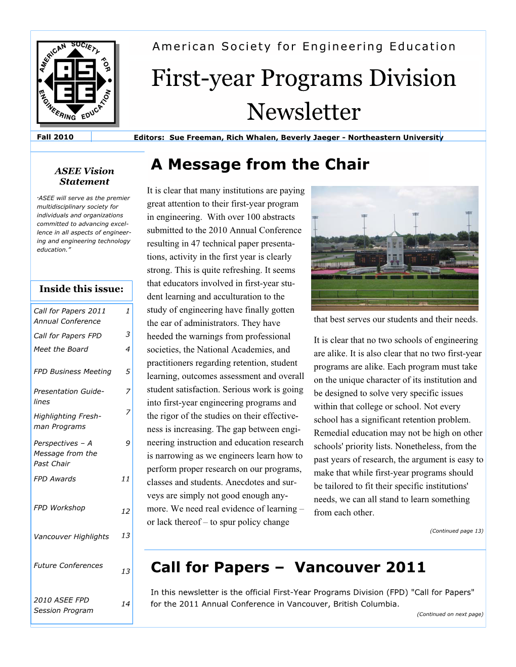 Fall 2010 FPD Newsletter 9 14 Final