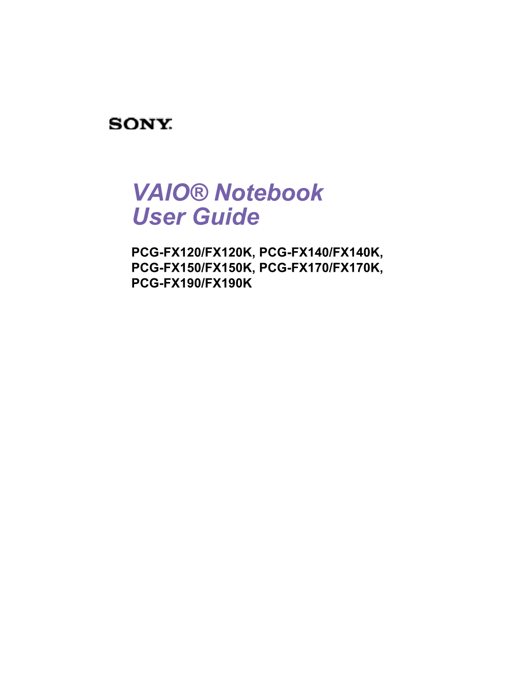VAIO® Notebook User Guide