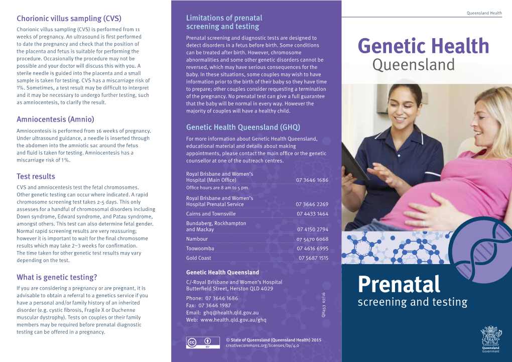 Prenatal Screening and Testing – Genetic Health Queensland