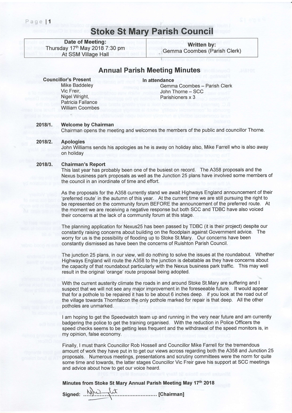 SSM Parish Meeting Minutes 170518