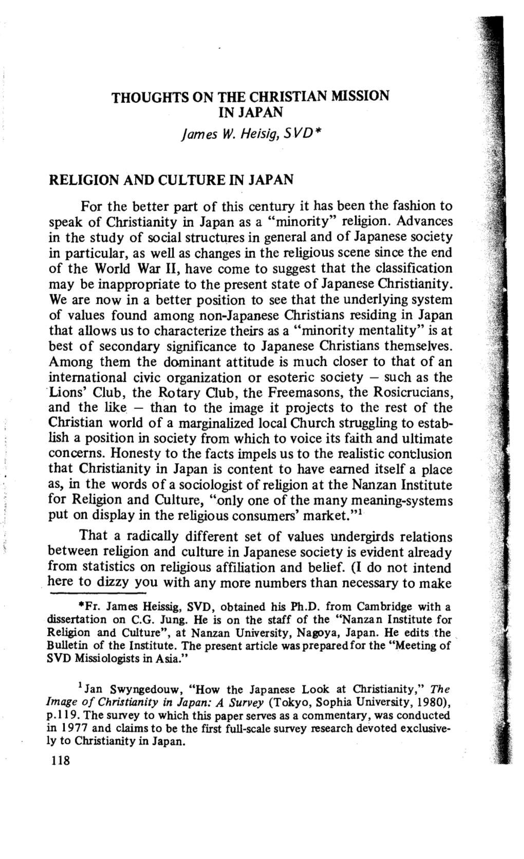 Thoughts on the Christian Mission in Japan