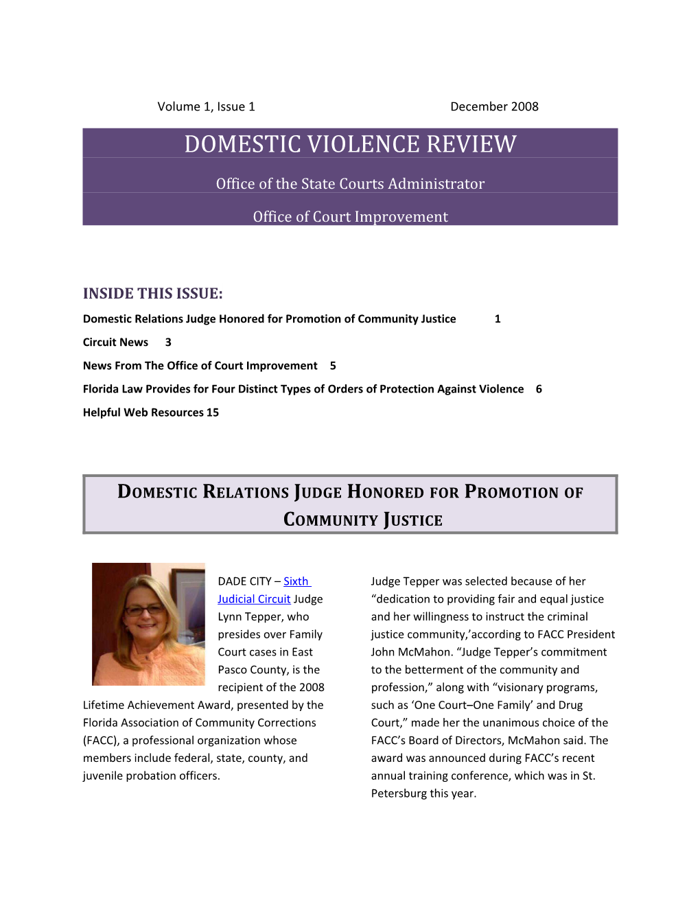 Domestic Violence Update