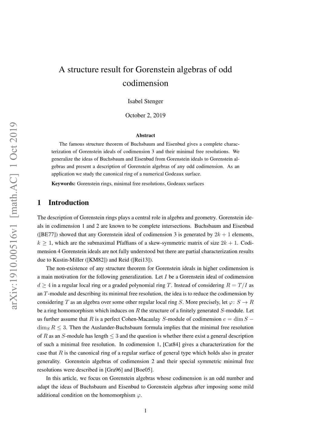 A Structure Result for Gorenstein Algebras of Odd Codimension