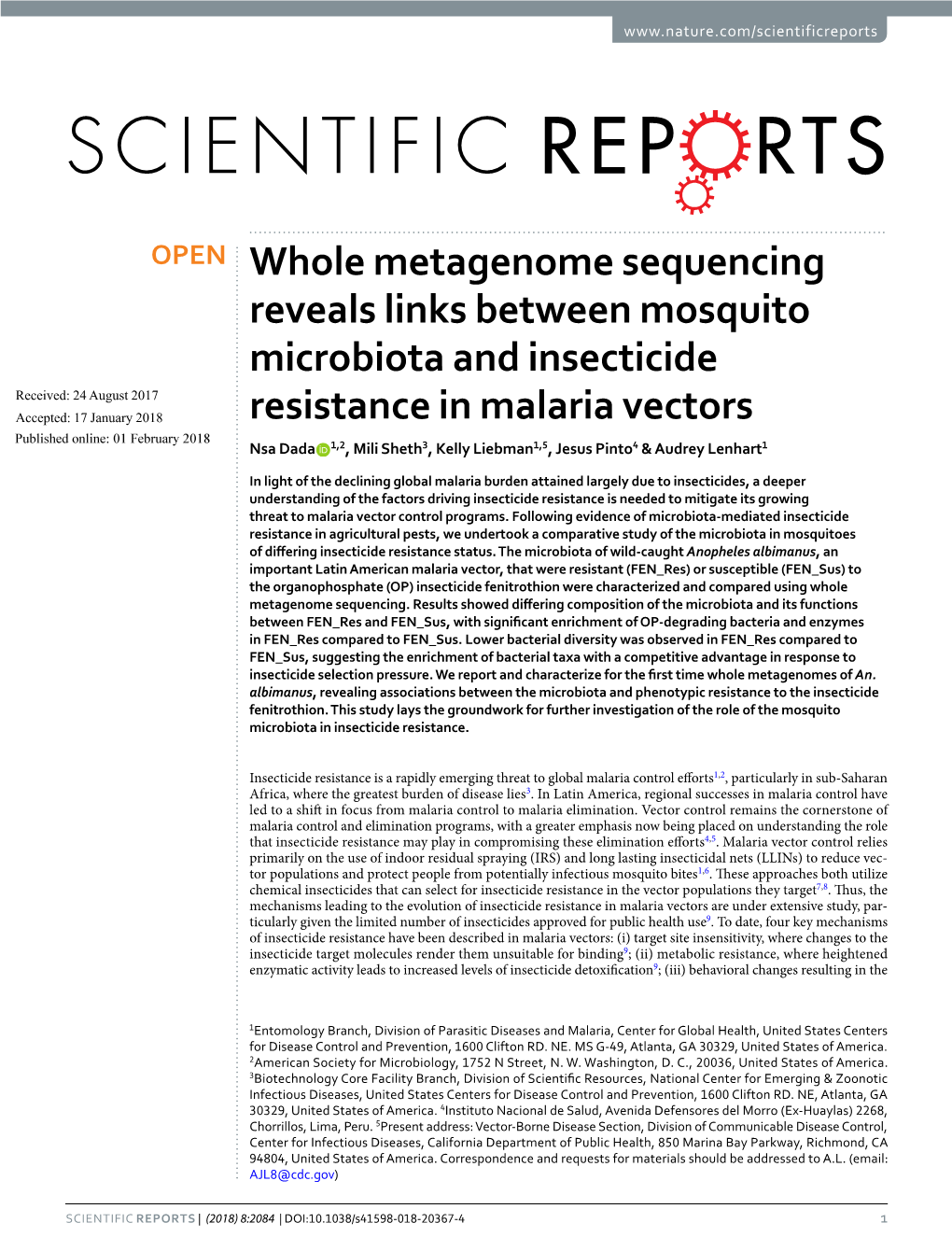 Whole Metagenome Sequencing Reveals Links Between Mosquito