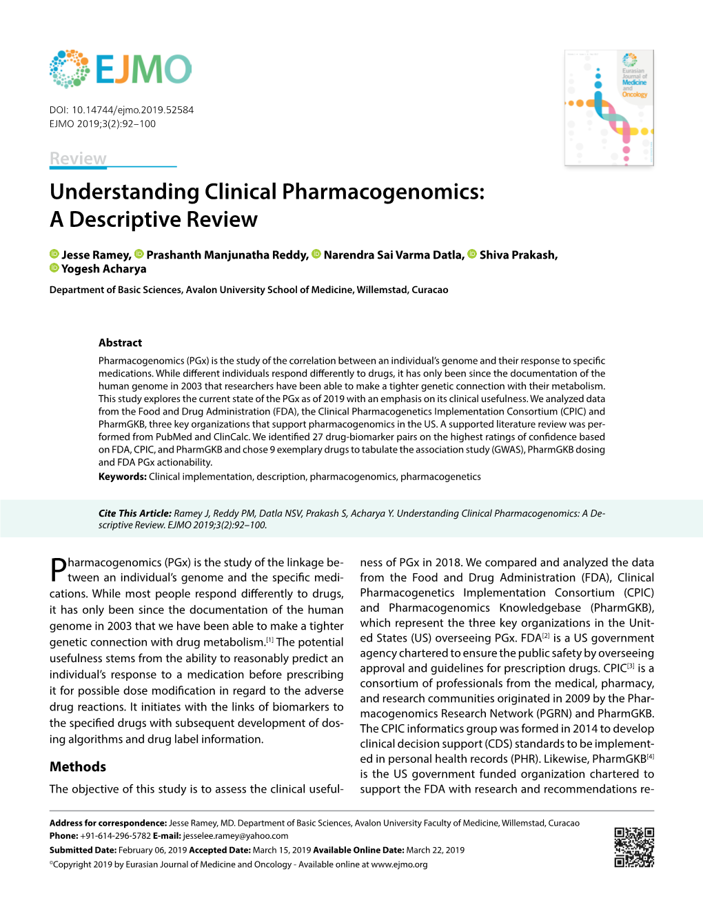 Understanding Clinical Pharmacogenomics: a Descriptive Review