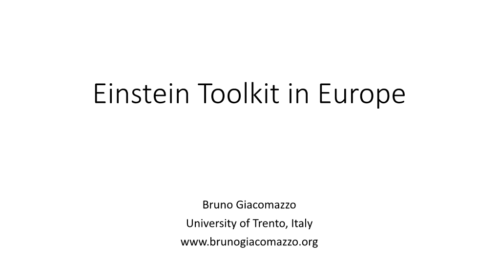 Einstein Toolkit Workshops in Europe