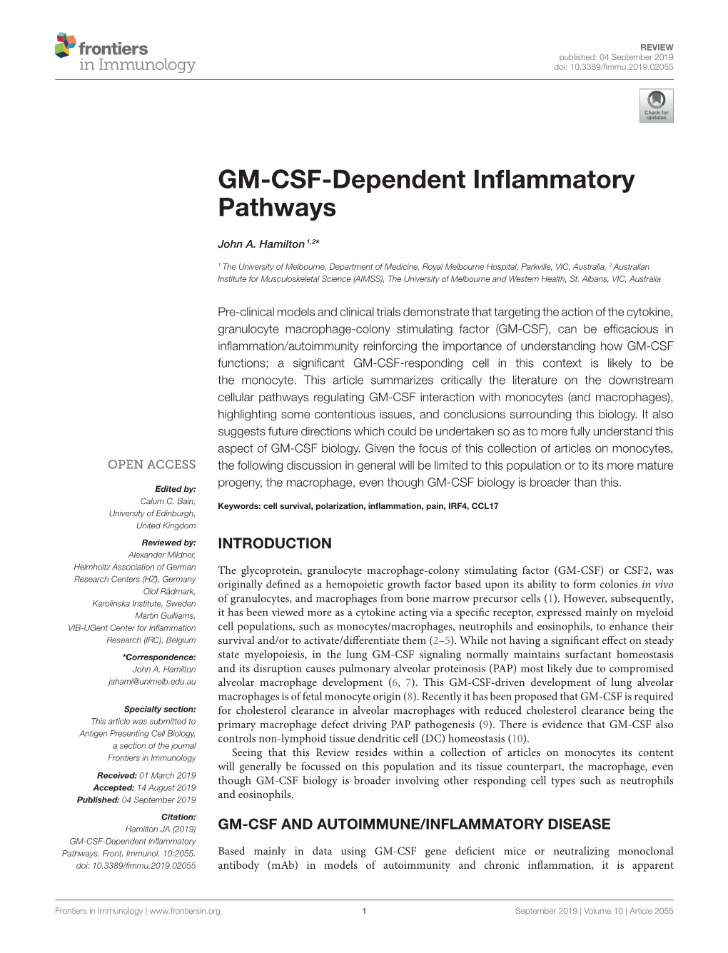 GM-CSF-Dependent Inflammatory Pathways