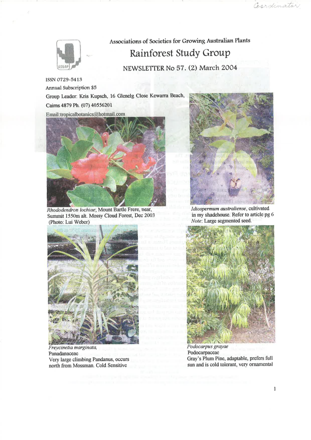 Rainforest Study Group NEWSLETTER No 57