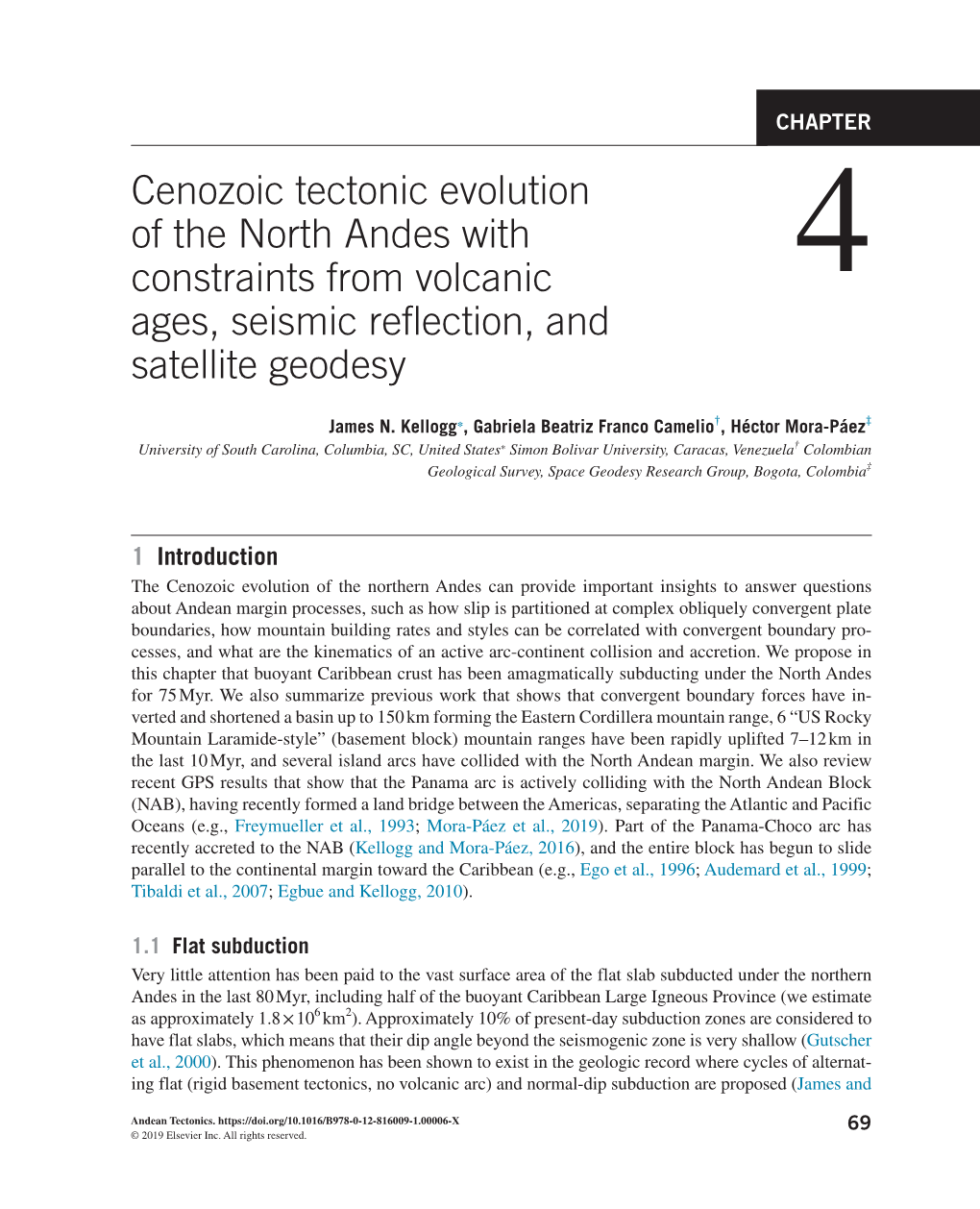 Cenozoic Tectonic Evolution of the North Andes with Constraints from Volcanic 4 Ages, Seismic Reflection, and Satellite Geodesy