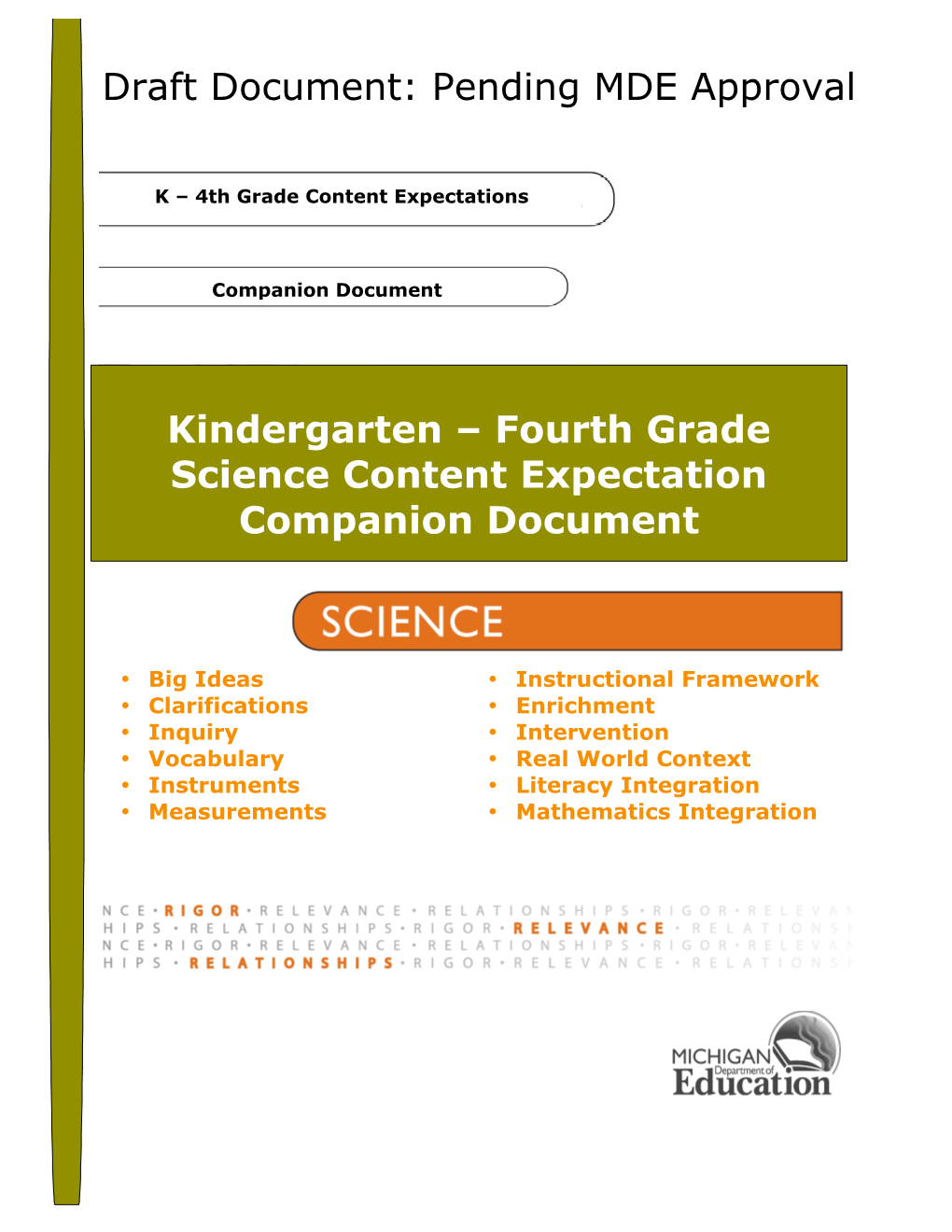 Fourth Grade Science Content Expectation Companion Document Draft Document
