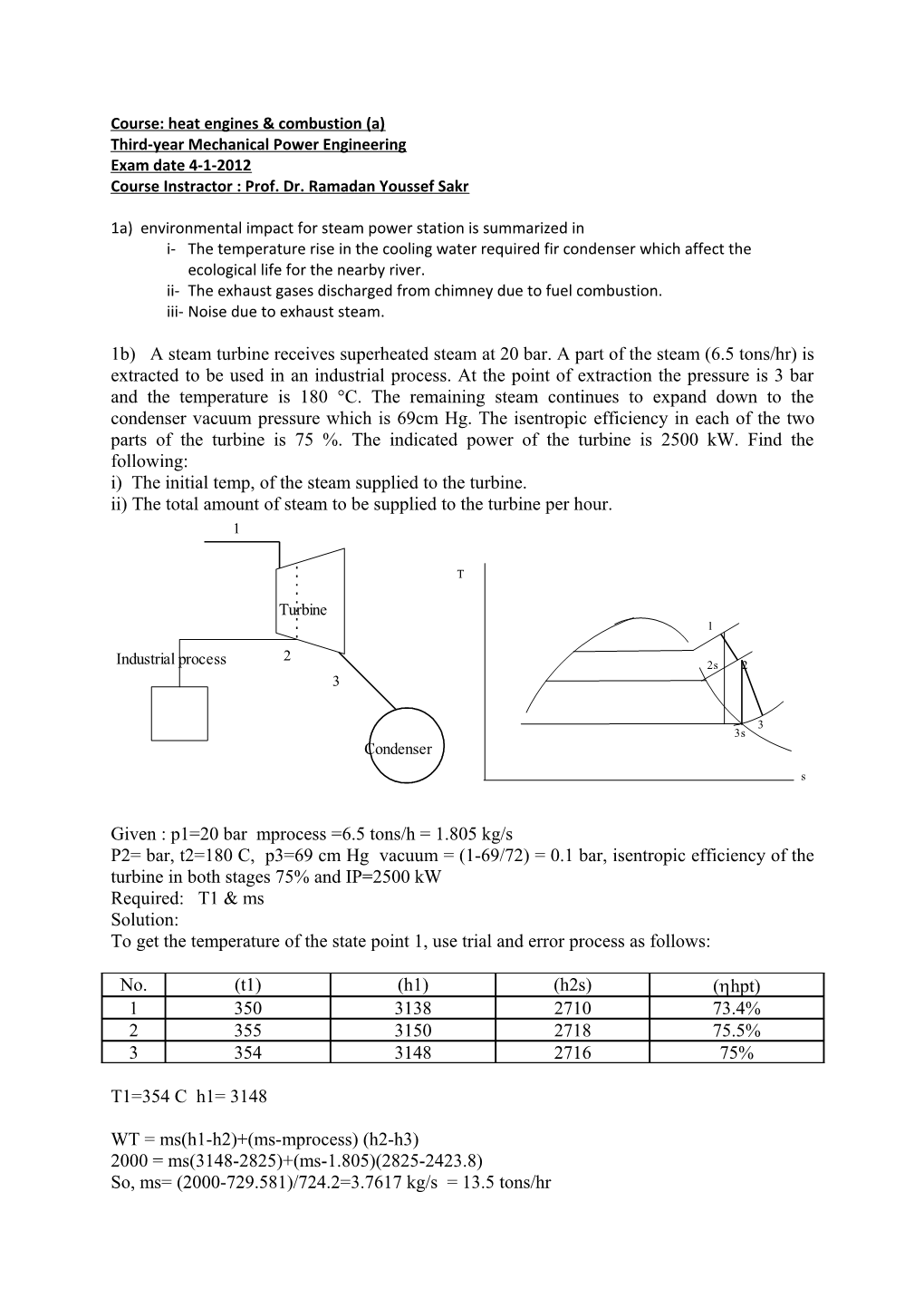 Course: Heat Engines & Combustion (A)