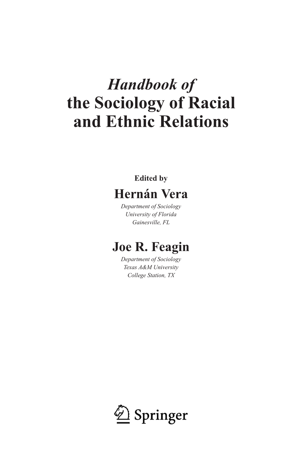 The Sociology of Racial and Ethnic Relations