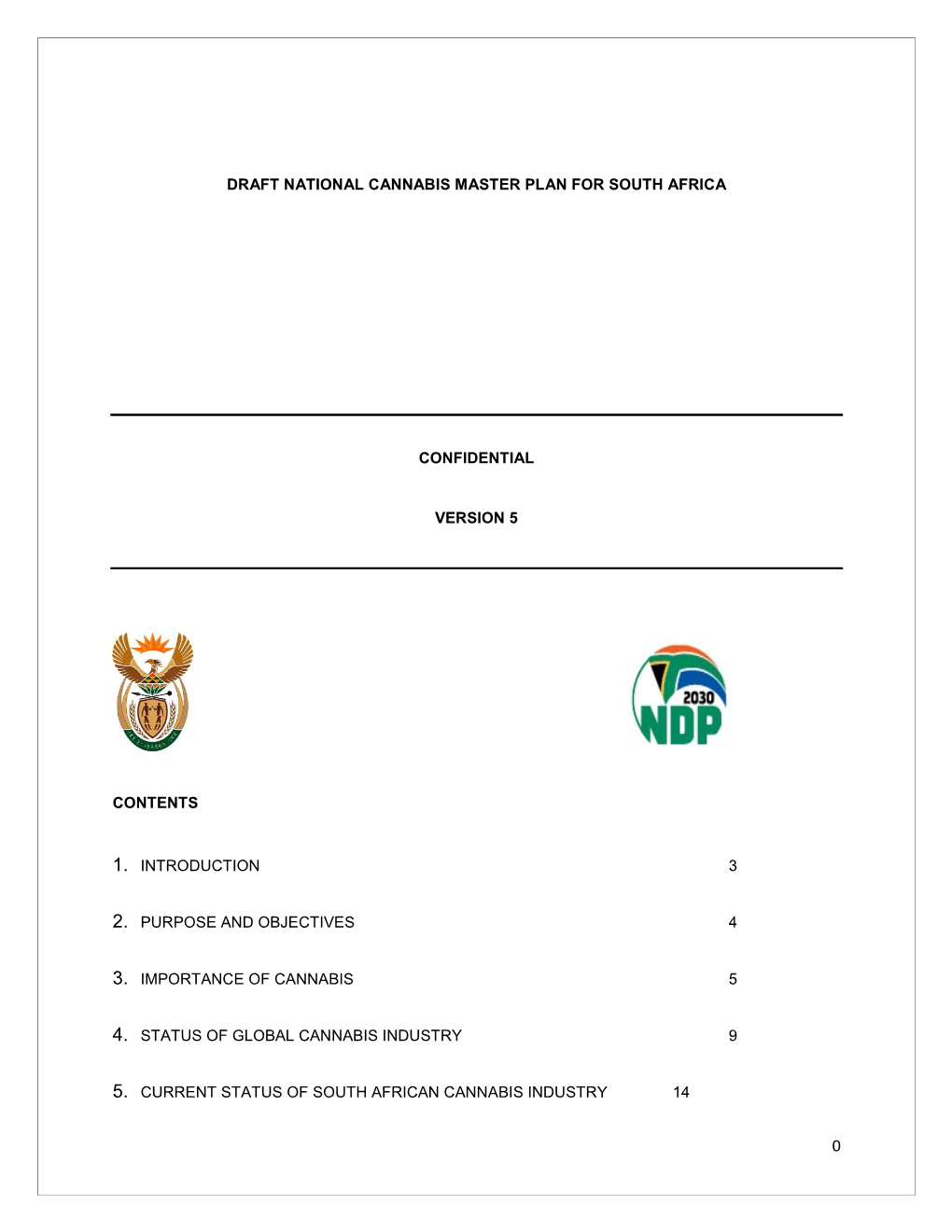 Draft National Cannabis Master Plan for South Africa