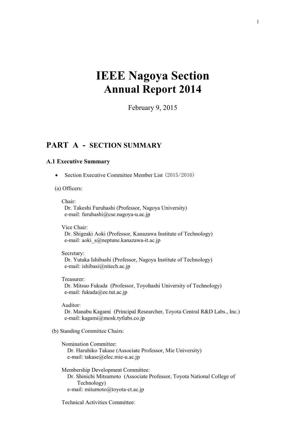 IEEE Nagoya Section Annual Report 2014