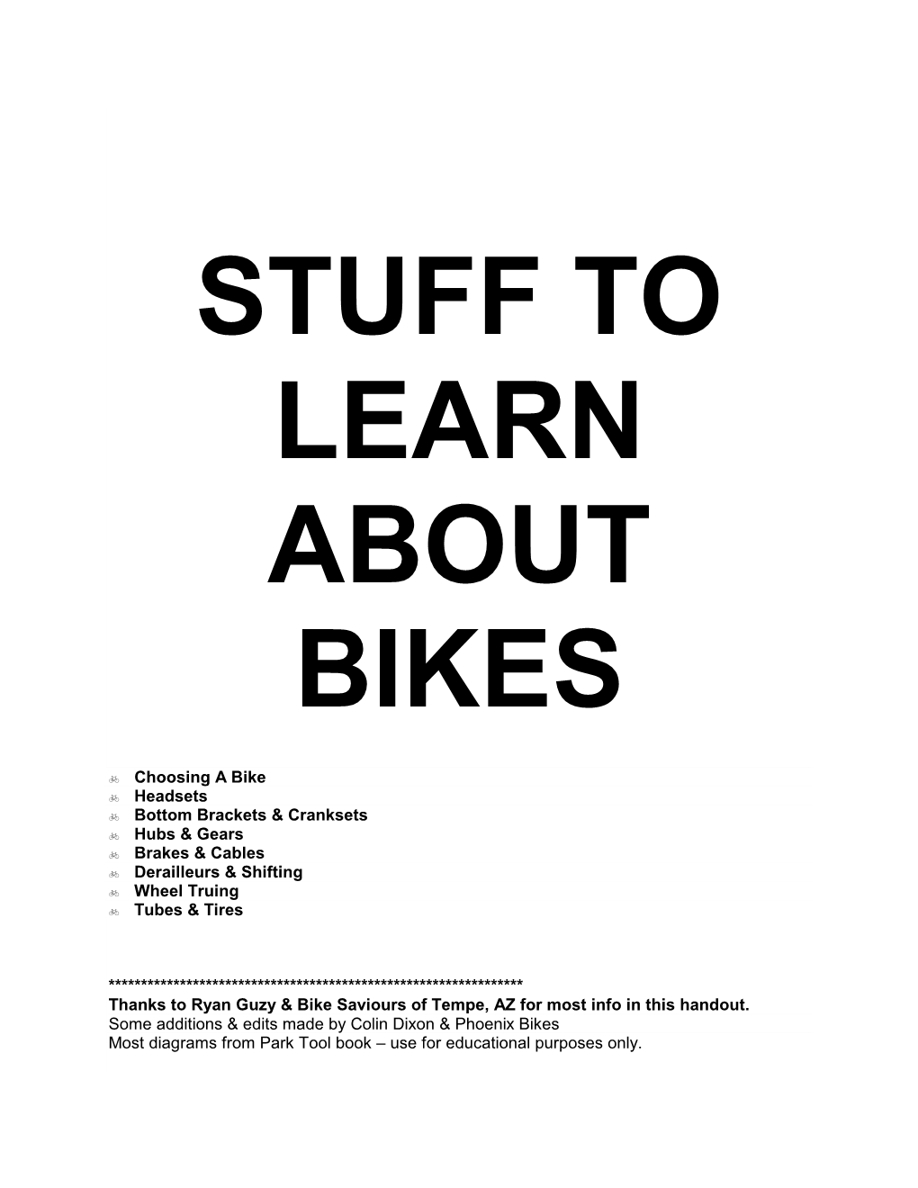 Bike Basics Book from Bike Saviors