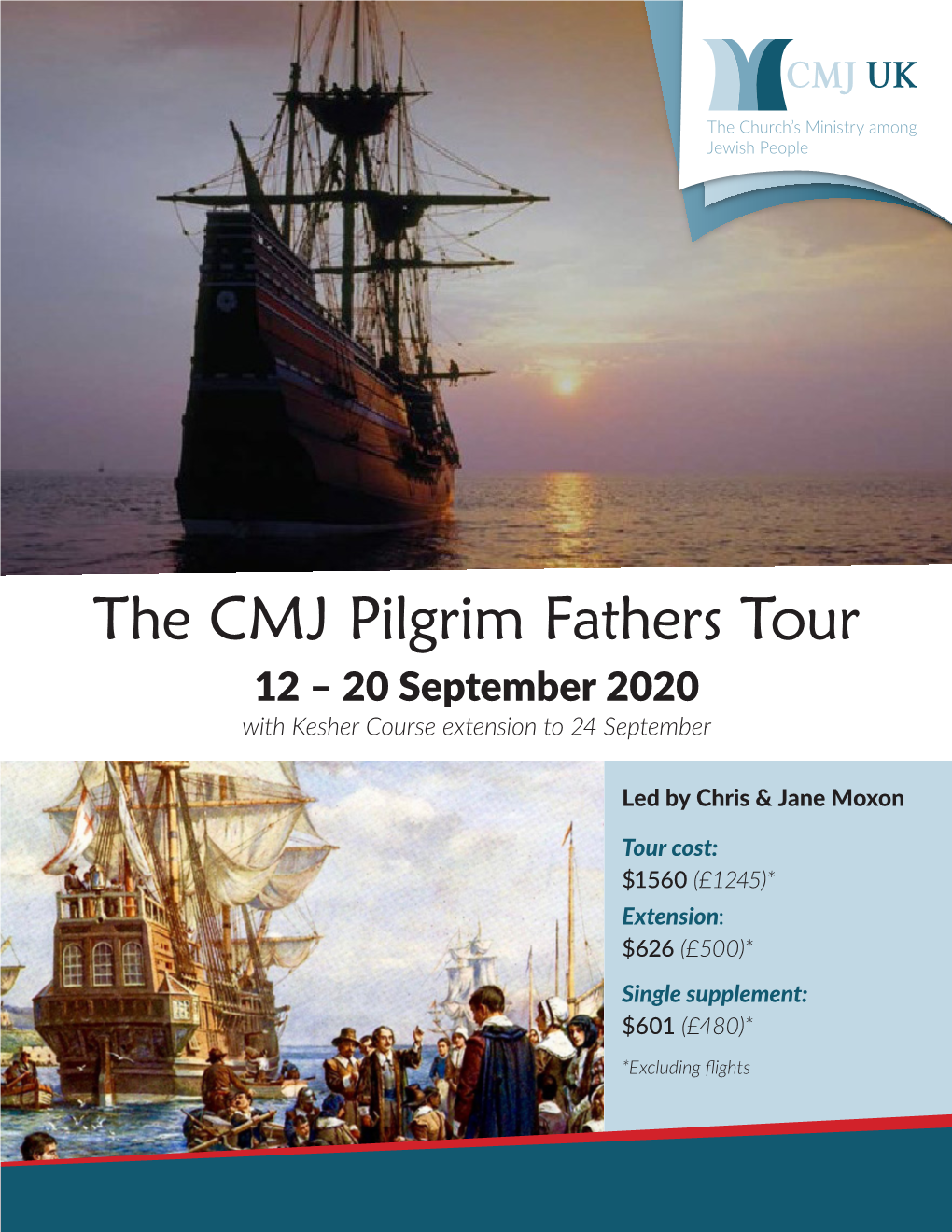 The CMJ Pilgrim Fathers Tour 12 – 20 September 2020 with Kesher Course Extension to 24 September