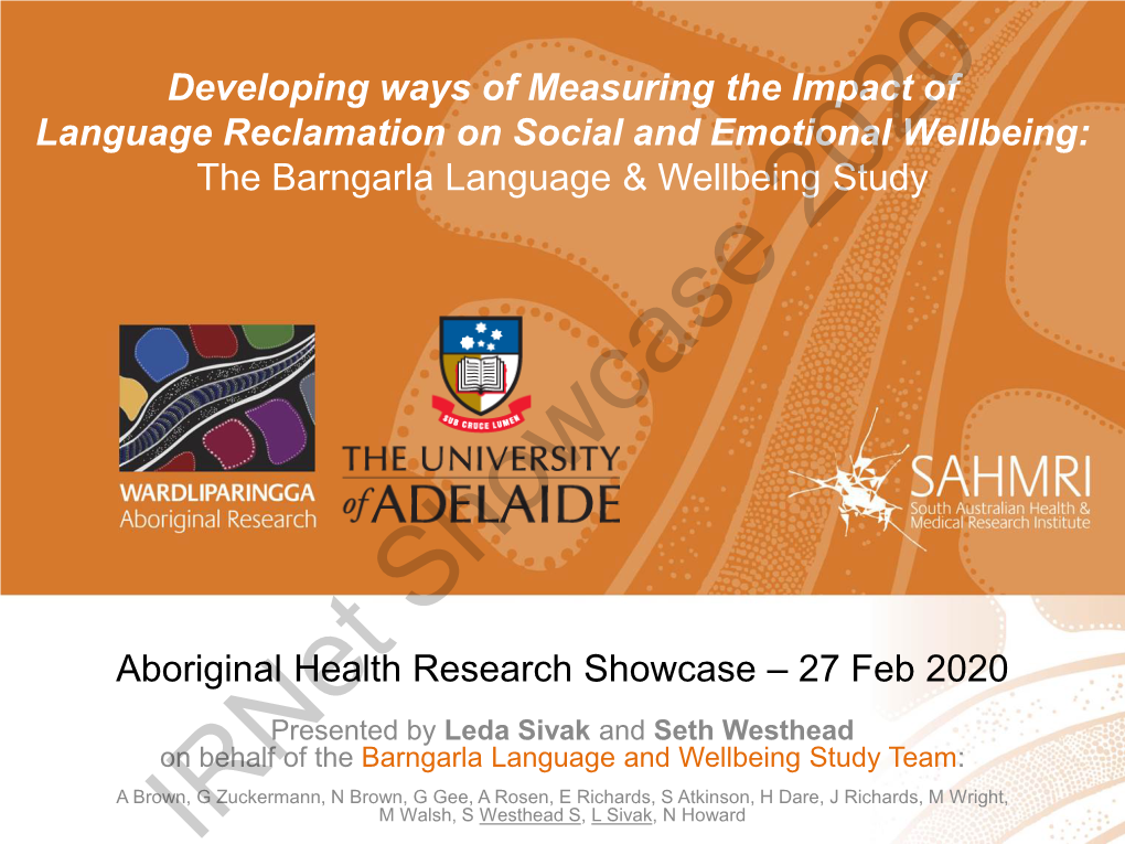 Aboriginal Health Research Showcase – 27 Feb 2020